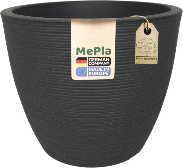 Heimwerkercenter Pflanzkübel MePla Blumentopf Milano ø33 cm, Anthrazit, frostfester Kunstoff