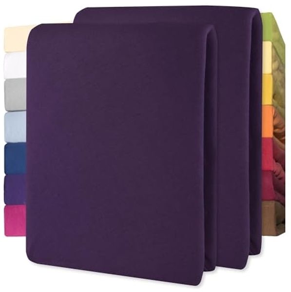 CelinaTex Jersey Spannbettlaken Lucina für Kids Dreierpack 60x120-70x140 cm lila 100% Baumwolle gekämmt superweich Oeko-TEX