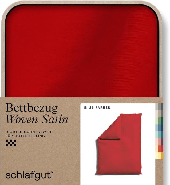 Schlafgut Woven Satin Bettwäsche|Bettbezug einzeln 155x220 cm| red-deep