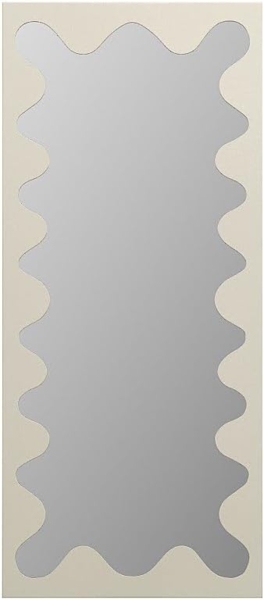 Vente-unique - Großer Spiegel mit Wellenstruktur - Metall - 70 x 160 cm - Beige - GANSU