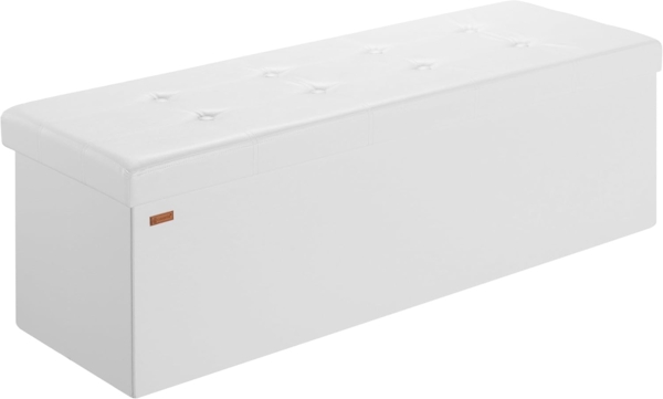 Casaria Sitztruhe mit Stauraum 115 x 40 x 40 cm Faltbar 130 L Gepolstert Deckel Kunstleder Wohnzimmer Schlafzimmer Sitzhocker Sitzbank Aufbewahrungsbox Weiß