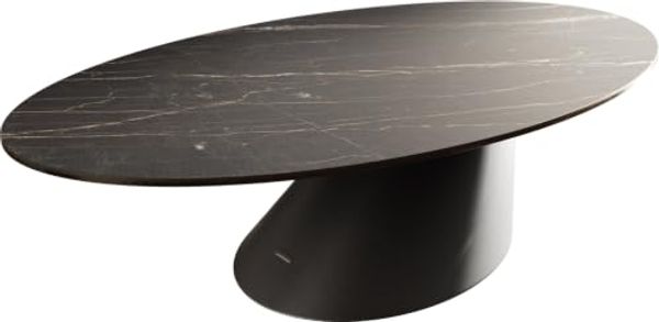 Couchtisch Edge Oval 140x80 cm Keramik Laminam® Noir Desir Braun Conis Metall Schwarz