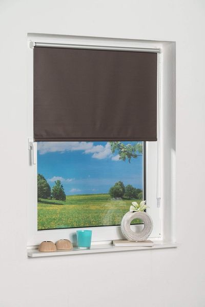K-HOME Seitenzugrollo, Thermo Klemmfix-Rollo, verdunkelnd, ohne Bohren, 1 Stück, Braun, B60 x H150 cm