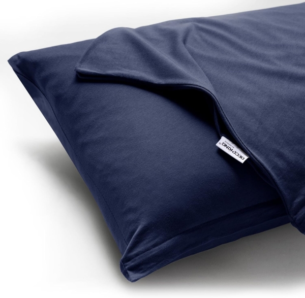 DecoKing 2 Kissenbezüge 50x60 cm Baumwolle Reißverschluss dunkelblau Amber Bild 3