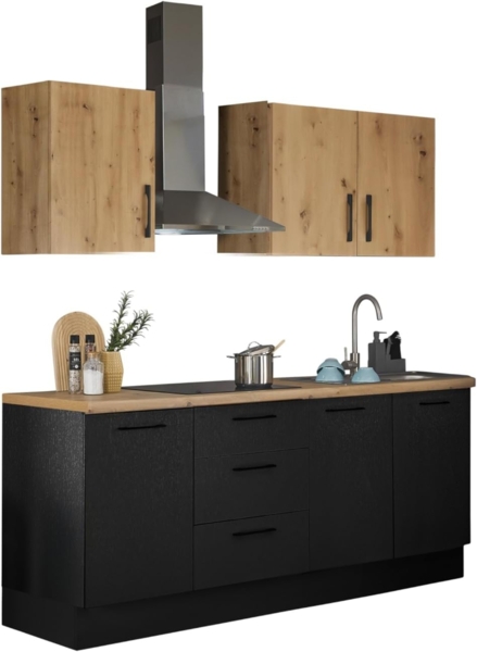 BASIC by Balculina Küchenzeile Turin, Breite 210 cm, ohne E-Geräte, mit Soft-Close-Funktion