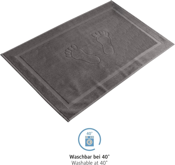 Komfortec Badvorleger Set 2 Teilig, Frottee Duschvorleger, Waschbar Duschmatte & Badteppich, 800 g/m² &100% Baumwolle, Saugfähig & Schnelltrocknend, 50x80 cm, Anthrazit Grau Bild 4