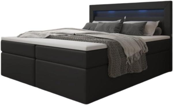 Boxspringbett Reposito mit LED, USB und Stauraum 180x200 Schwarz H2 (bis 70kg) Bild 1