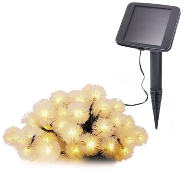 esotec LED Gartenleuchte Solarkette 30 Pusteblumen 9m +2m Zuleitung 3000K winterfest 102185, LED fest integriert