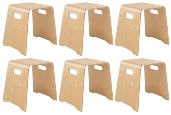 Home4You Sitzhocker Stapelhocker, Birkenholz, mit Griffen, H 47 cm (Set, 6 St), Breite 48 cm, braun, bis max. 80 kg