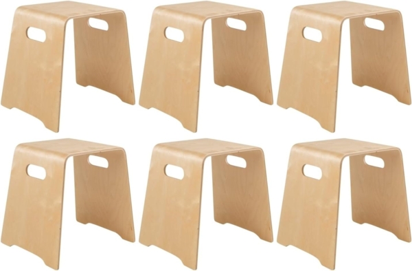 Home4You Sitzhocker Stapelhocker, Birkenholz, mit Griffen, H 47 cm (Set, 6 St), Breite 48 cm, braun, bis max. 80 kg