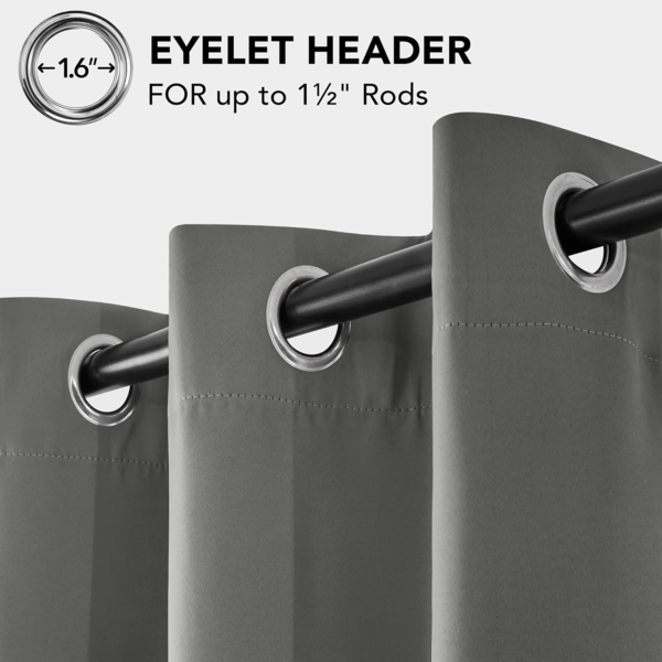 Deconovo Verdunkelungsvorhang Ösen Gardinen Schlafzimmer Ösenvorhang Blickdicht Kälteschutz, 260x140 cm(HöhexBreite), Hellgrau, 2er Set Bild 5