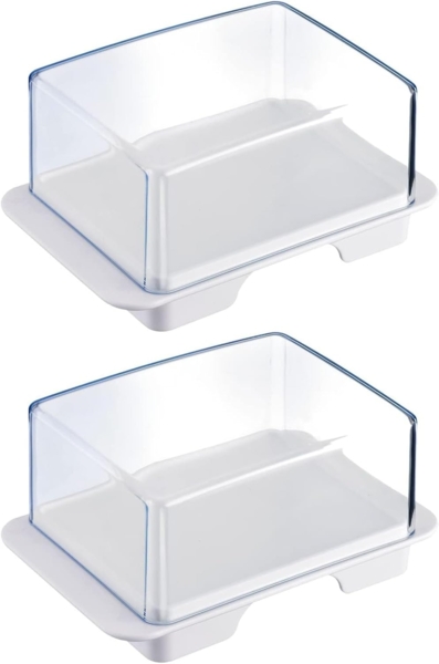 WESTMARK Butterdose 2 Stk, Kunststoff, Exclusiv, Weiß/Transparent, Kühlschrank-Butterdose, PP, SAN