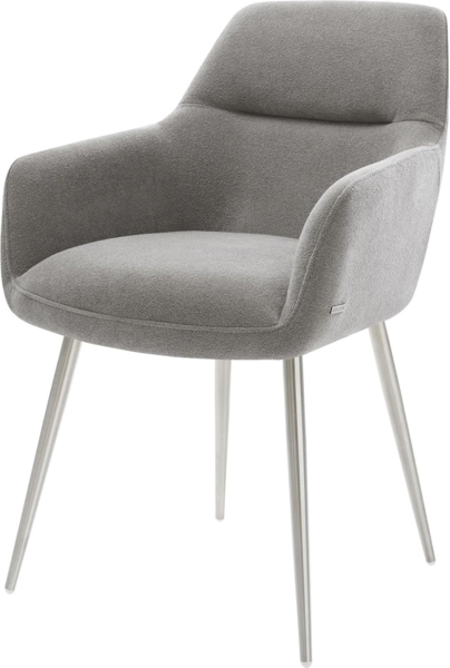 Esszimmerstuhl Pejo-Flex Strukturstoff Soft Grau 4-Fuß konisch Edelstahl Taschenfederkern