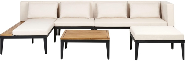 Lounge Set mit Tisch BRACCIANO Zertifiziertes Akazienholz mit Fußstütze Helles Beige