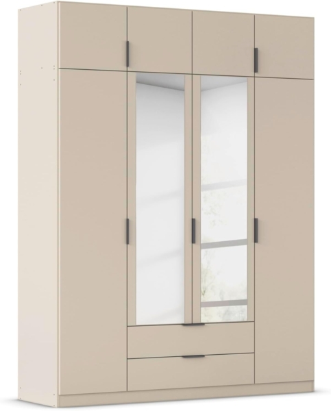 Rauch Möbel Lagoa, Kleiderschrank, Garderobe für Schlafzimmer, Kinderzimmer, Jugendzimmer 8-türig, mit Spiegel, 2 Schubladen, Farbe Beige, Breite 181 cm