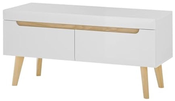 TV-Lowboard Isgard in weiß und Eiche 107 cm