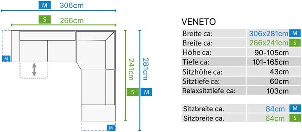 Sofanella Wohnlandschaft Veneto Stoff Ecksofa Couch in Dunkelbraun S: 266 x 241 Breite x 101 Tiefe Bild 3