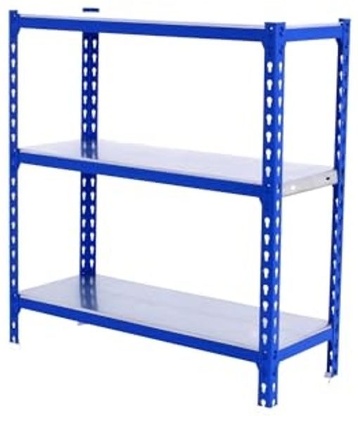 Simonrack Schwerlastregal, Lagerregal, 100 x 90 x 40 cm, Metallregal, Kellerregal, Biegestelle 180 kg, 3 Fachböden, Blau/Verzinkt - Simonclick