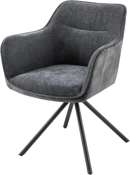 riess-ambiente Polsterstuhl VERONA dunkelgrau / schwarz (Einzelartikel, 1 St), Esszimmer · Samt · Metall · mit Armlehne · 180° drehbar · Design