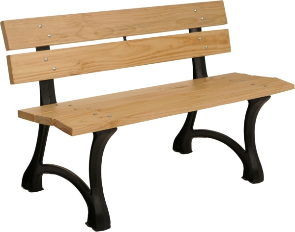 Gartenbank HWC-O20, Sitzbank Parkbank Holzbank 2-Sitzer, Gusseisen Holz Kiefer, 125cm ~ hellbraun