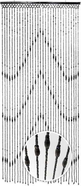 Kobolo Türvorhang Holzperlenvorhang WOOD 200 cm (1 St), Ösen, transparent