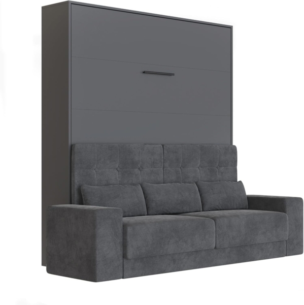 SMARTBett Schrankbett Schrankbett + SOFA Anthrazit M1 160x200 V Anthrazit (Schrankbett+ Sofa, 2-St, Schrankbett+ Sofa)