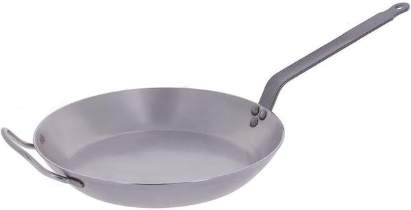 de Buyer - Bratpfanne CARBONE PLUS aus Eisenstahl - mit Gegengriff - 36 cm - 5110.36, Silber