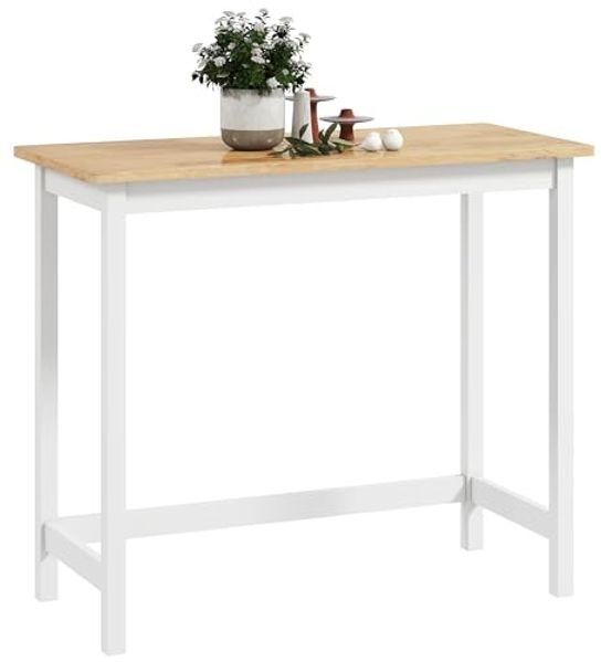 HOMCOM Bartisch Stehtisch mit Holzoptik (Küchentisch, 1-St, Hochtisch), für kleine Räume, Wohnzimmer, Esszimmer, 108 x 48 x 91 cm Eiche