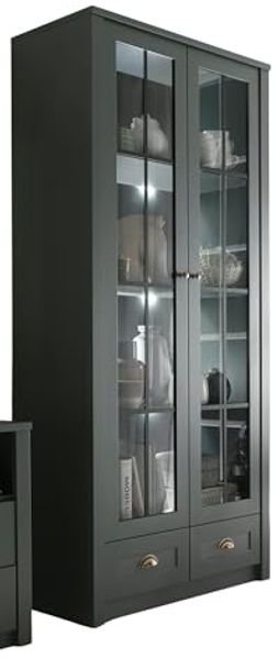 Vitrine Forres in grün Landhaus 90 x 197 cm