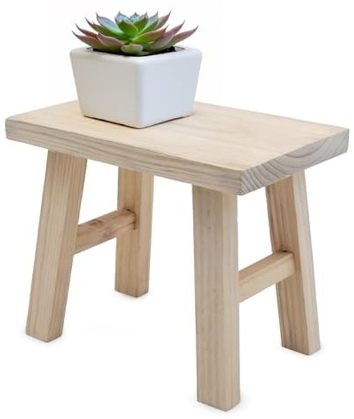 Spetebo Blumenbank Echtholz Pflanzenständer natur rechteckig - 31 x 25 cm (Anzahl, 1 St, Holzhocker), Naturprodukt
