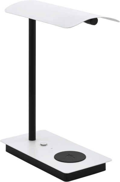 Eglo 99828 Tischleuchte ARENAZA Stahl, Kunststoff weiss, schwarz LED 3000K 5,8W L:24cm B:13cm H:32cm mit Touchdimmer und QI Charger