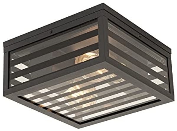 Qazqa Außen-Deckenleuchte Reims, ohne Leuchtmittel, Warmweiß, QAZQA Außen Decken­leuchte, e27, Schwarz, Aluminium, Modern