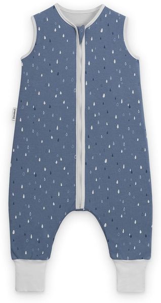 Ehrenkind® Baby Sommerschlafsack mit Füßen 1.0 TOG aus weicher OEKO-TEX zertifizierter Bio-Baumwolle | Sommer Schlafsack | Baby Schlafsack Gr. 80 Jeansblau Tropfen | 1 Tog