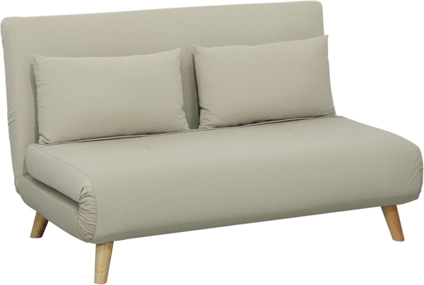 HOMCOM Schlafsofa Schlafsessel, Klappsessel mit Bettfunktion, Klappbarer Relaxsessel in Samtoptik 1 Teile, bis 250 kg belastbar, für Wohnzimmer, Beige