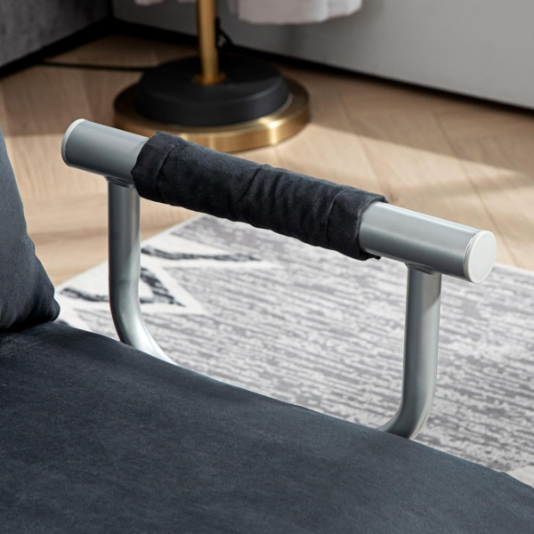 HOMCOM Schlafsofa 2er-Sofa mit Schlaffunktion, Verstellbarer Rückenlehne, Kissen, Schlafsessel 1 Teile, für Wohnzimmer, Schlafzimmer, Schwarz Bild 9