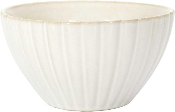 HOME DECO FACTORY, KA0412, Elegant Ceramic Bowl 14.5 cm, Embossed Design, ideal for Salads and Desserts, Easy to clean, Occasions, Beige