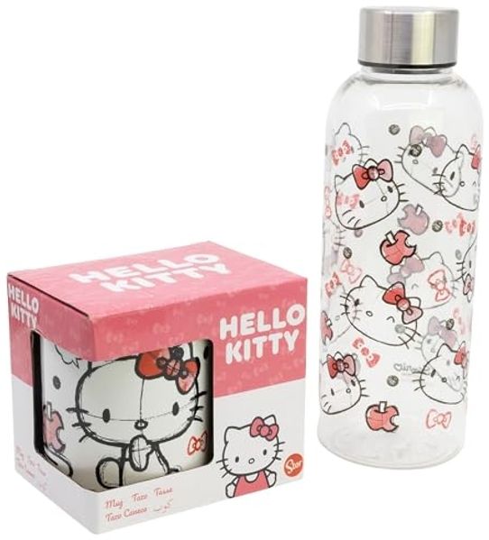 Hello Kitty Geschenkset Trinkflasche und Kaffeebecher 2-teilig