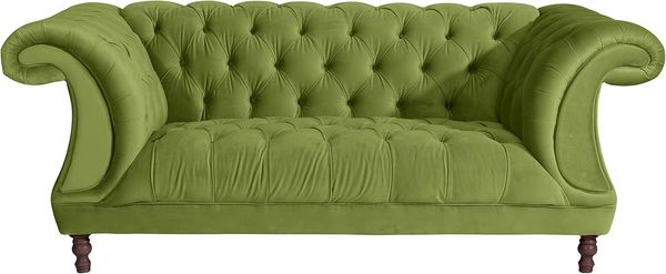 Ivette Sofa 2-Sitzer Samtvelours Olive Buche Nussbaumfarben