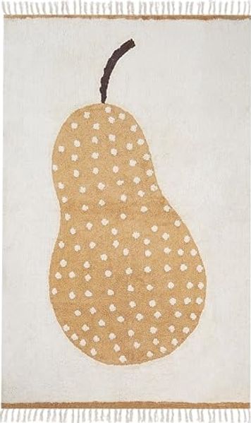 Baumwollteppich mit Birnendruck 140 x 200 cm Grauweiß KHIDARI