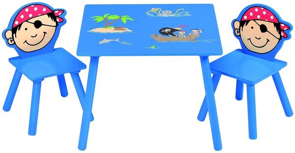 Miles 'Pirat' Kindersitzgruppe, Holz blau, 40 x 60 x 60 cm