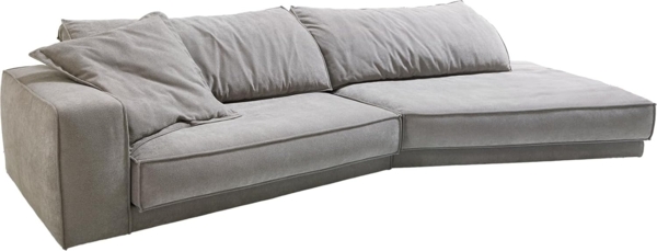 Big-Sofa Snoosh 400x150 cm Strukturstoff Soft Grau Recamiere rechts