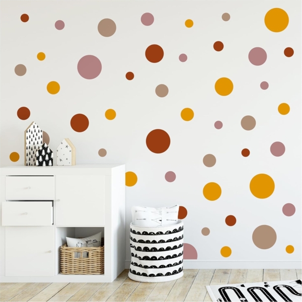 yabaduu Kreise Set 120 Stück Punkte Wandtattoo Kinderzimmer Schlafzimmer Babyzimmer Aufkleber Folie Deko Selbstklebend für Junge Mädchen Pastell Y068 (Y068-8 Erdtöne) Bild 1