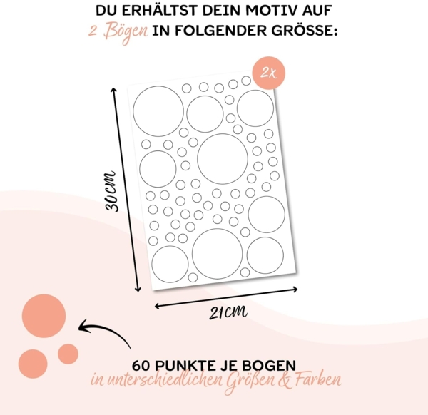 yabaduu Kreise Set 120 Stück Punkte Wandtattoo Kinderzimmer Schlafzimmer Babyzimmer Aufkleber Folie Deko Selbstklebend für Junge Mädchen Pastell Y068 (Y068-8 Erdtöne) Bild 3
