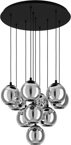 EGLO Hängelampe Ariscani, 10-flammige Cluster Pendelleuchte Esstisch, Hängeleuchte aus Metall in schwarz und Rauchglas in schwarz-transparent, Esszimmerlampe hängend, E27 Fassung, Ø 65,5 cm Bild 1
