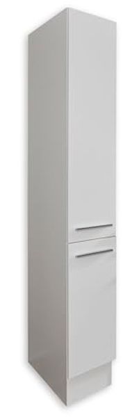 JAZZ 8 Moderner Apothekerschrank Küche in Weiß Hochglanz - Geräumiger Hochschrank Küchenschrank mit viel Stauraum - 30 x 211 x 57 cm (B/H/T)