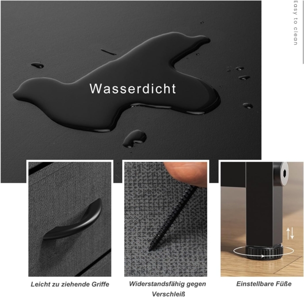 DUMOS Kommode für Schlafzimmer mit 2 Stoffschubladen, hohe Kommode Organizer für Kleidung, Schrank Kinderzimmer, Aufbewahrungsturm mit Schrank, Metallrahmen, Holzplatte, leichte Kinderzimmermöbel Bild 5