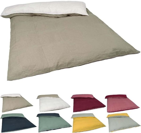 Bettbezug Doubleface ca. 135x200 cm stonewash-weiß/leinen-taupe 100% Leinen beties "Leinen"