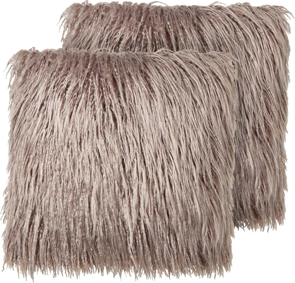 Kissen 2er Set Ohne Muster COROKIA Webpelz 45 x 45 cm Beige