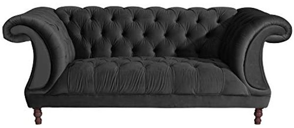 Ivette Sofa 2-Sitzer Samtvelours Schwarz Buche Nussbaumfarben