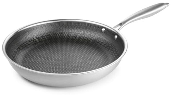 BRATmaxx Edelstahl-Pfanne 28cm silber 3-lagig mit Wabenstruktur